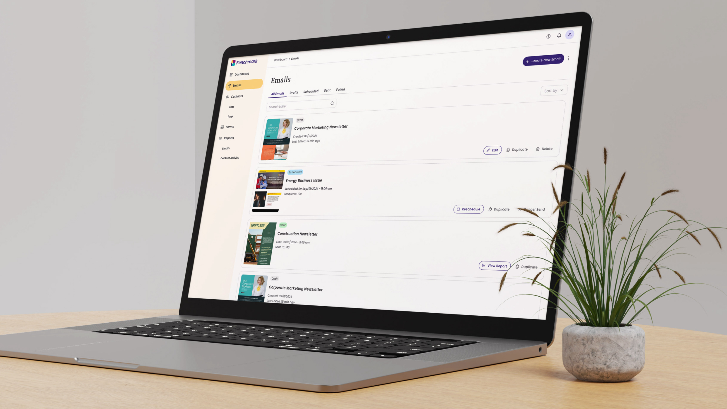 Benchmark Email platform closing view