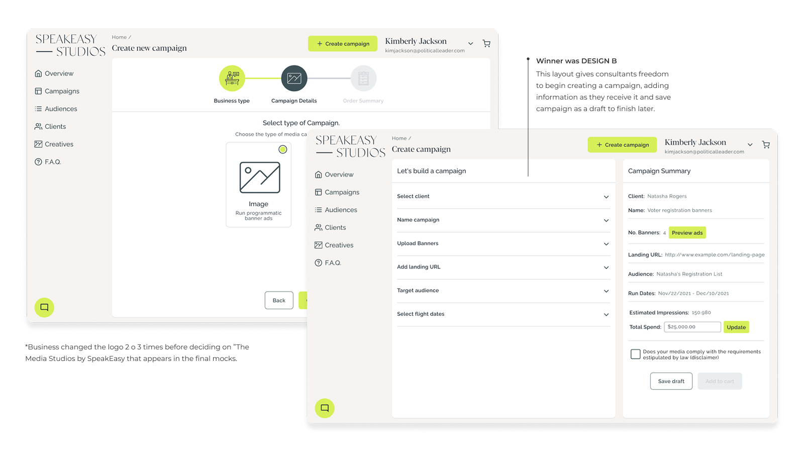 Low-fi wireframes and A/B flow comparison